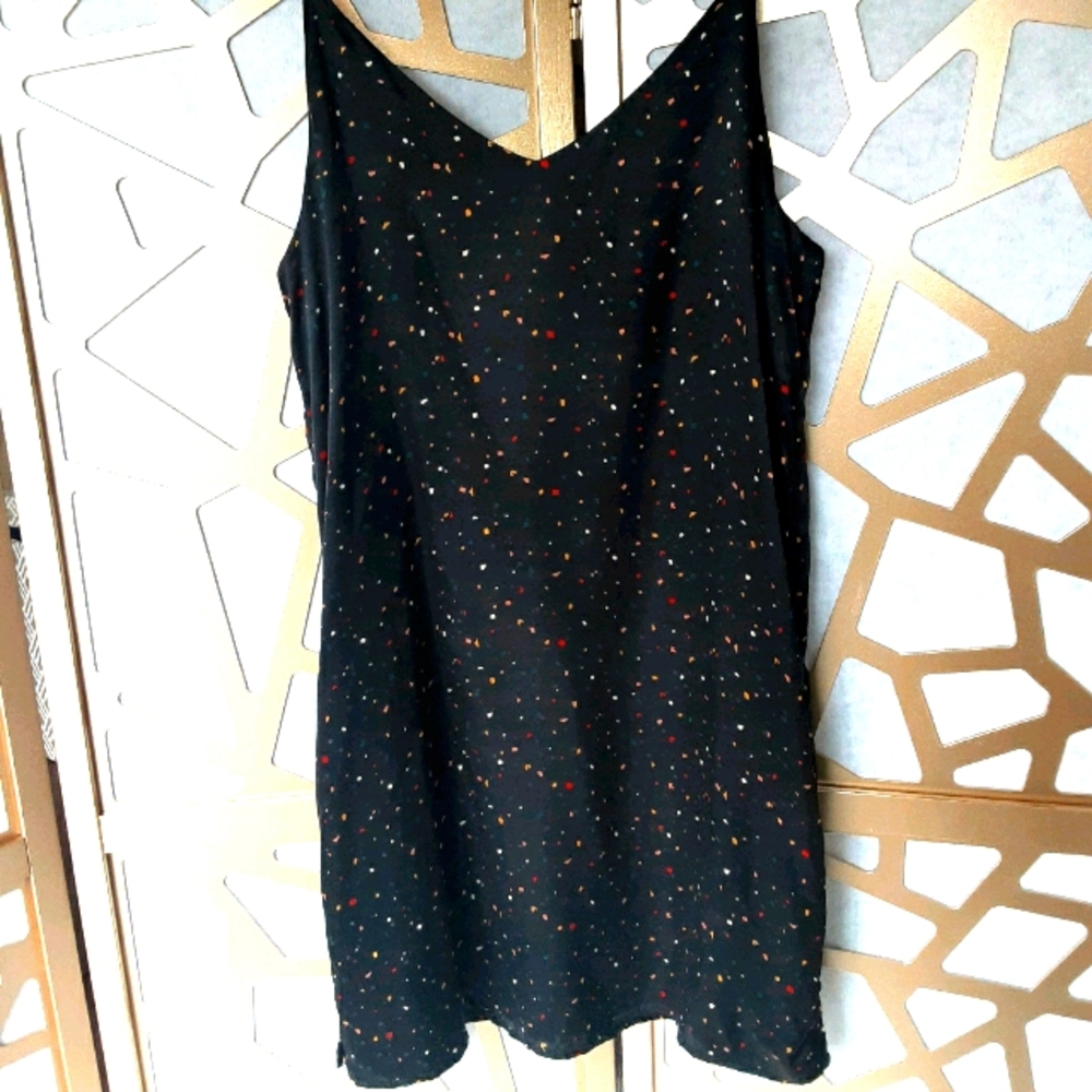 EUC RAILS ANTHRO Silk Black Confetti Slip Dress